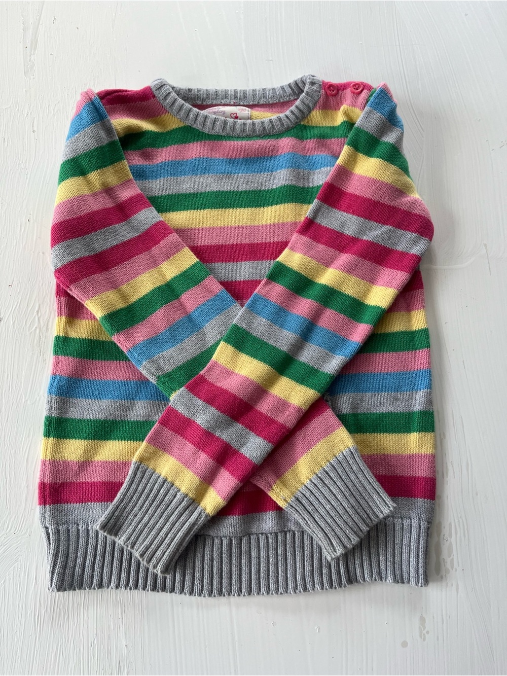 OshKosh B'gosh Gray Multicolor Striped Crewneck Sweater